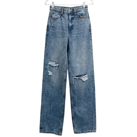 Zara The Ripped High Waist Mom Jeans NWT 0 - Picture 2 of 12